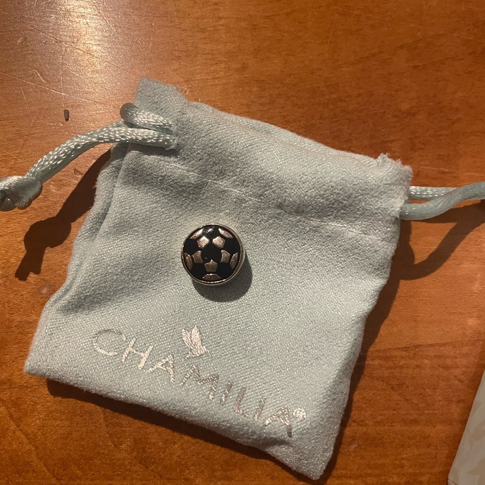 Chamilia Soccer Ball Charm in Black and Silver